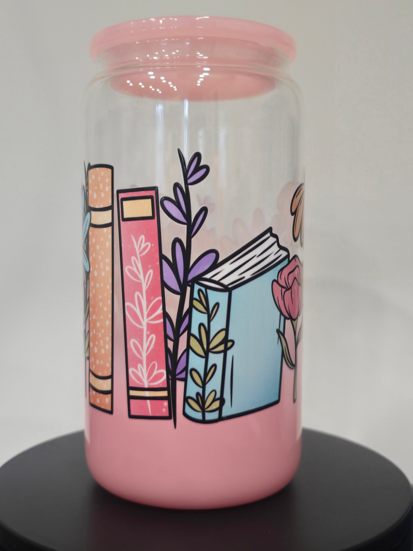16 Oz Light Pink Gradient Books & Flowers