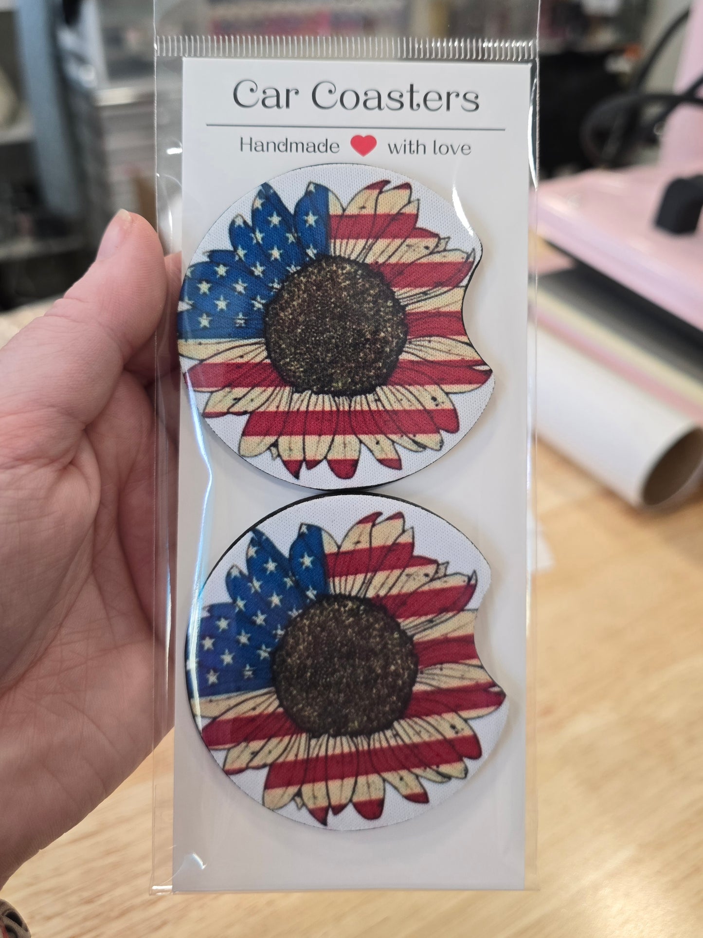 Sunflower Flag Car Coasters