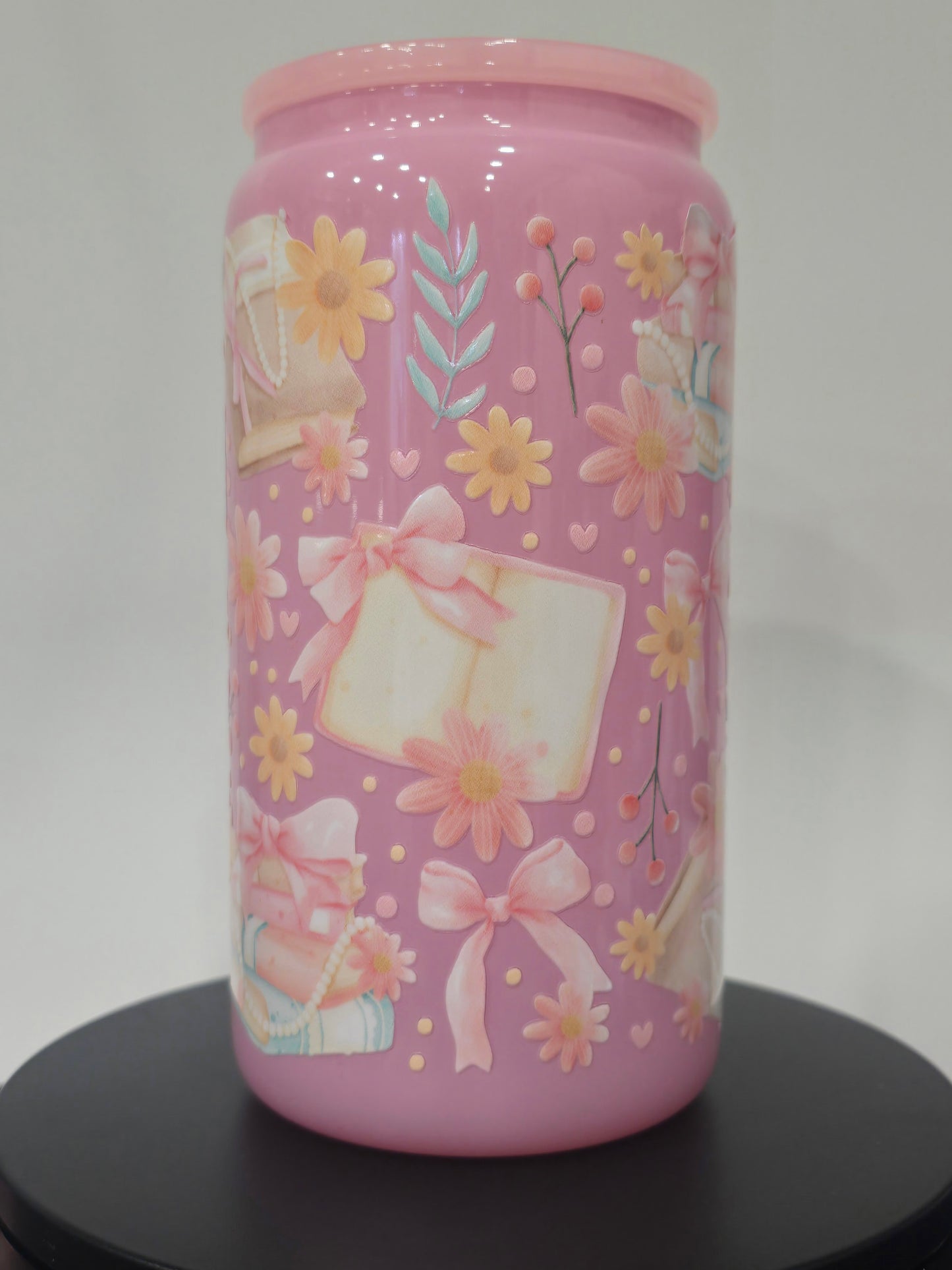 16 Oz Soild Pink Books & Bows