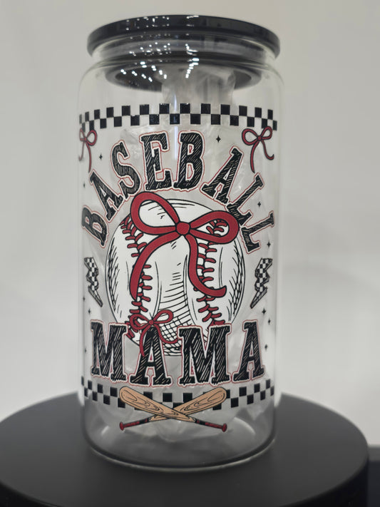 16 Oz Clear Baseball Mama