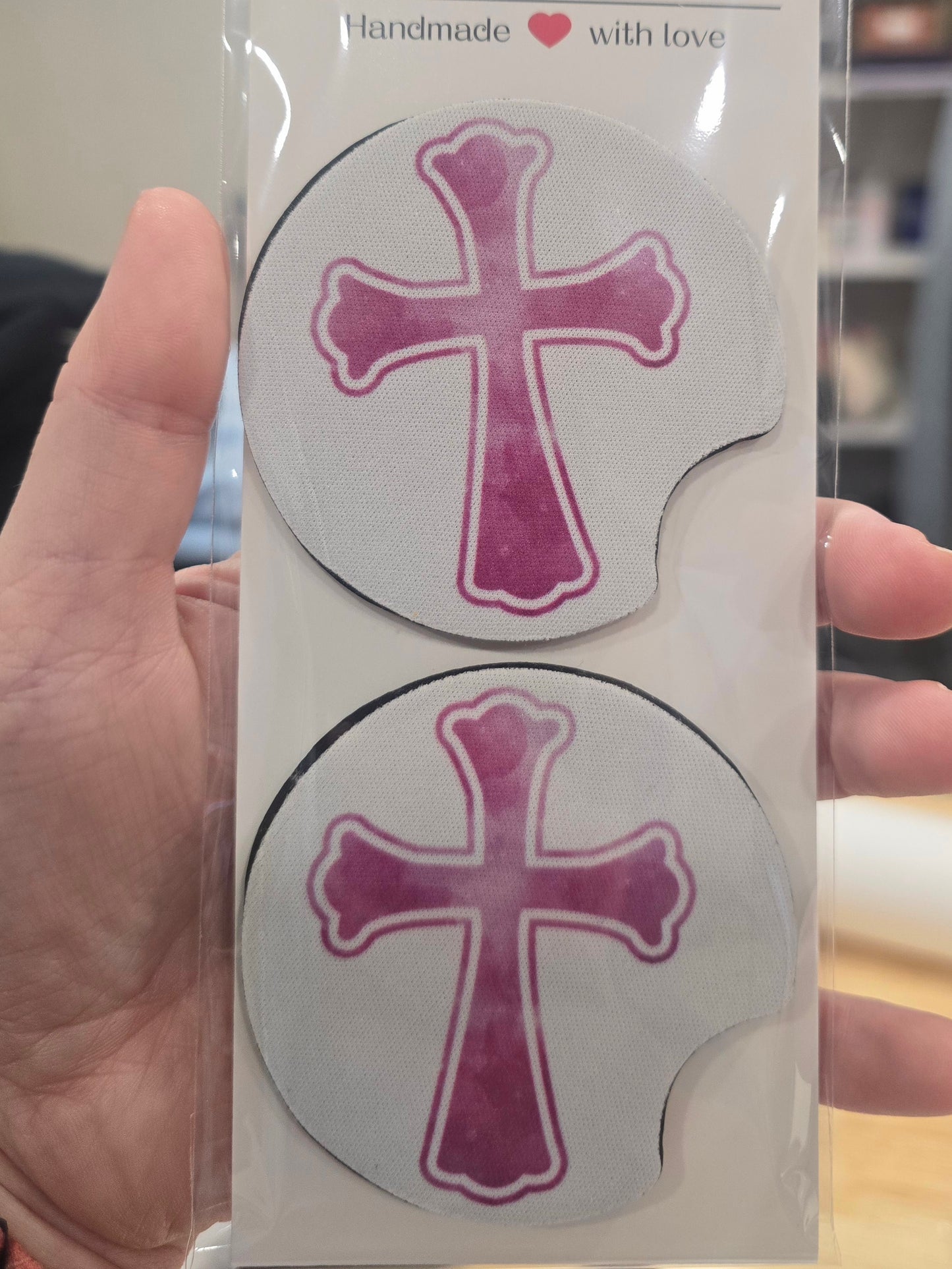 Purple Cross Car Coasters