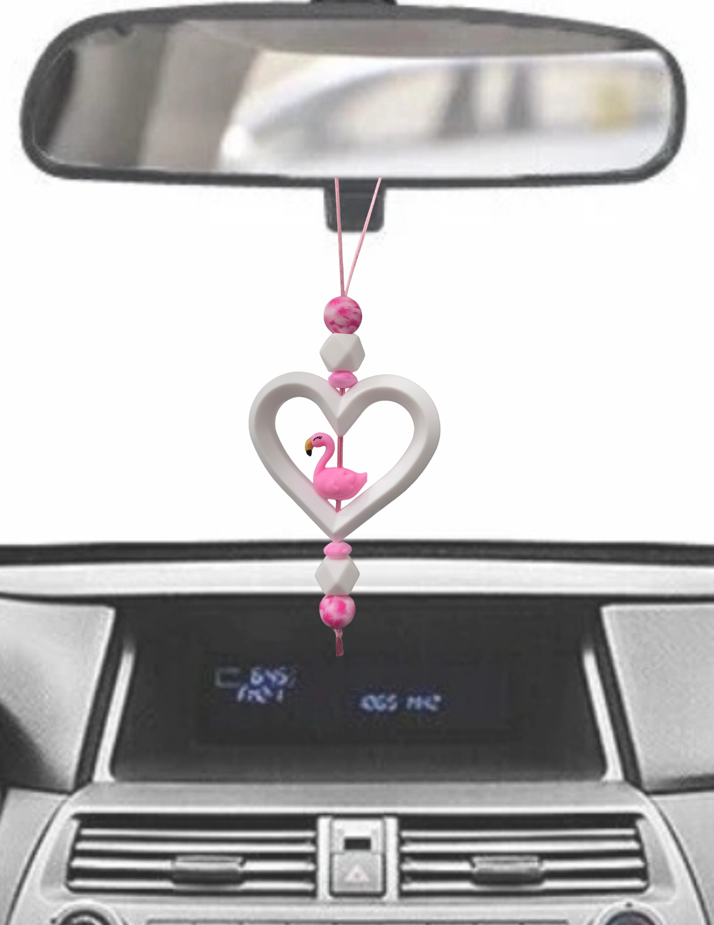 Pink Flamingo Rearview Mirror Charm
