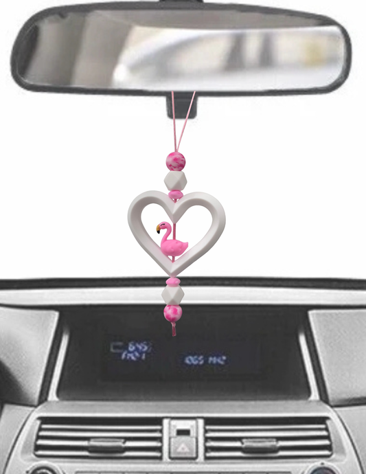 Pink Flamingo Rearview Mirror Charm