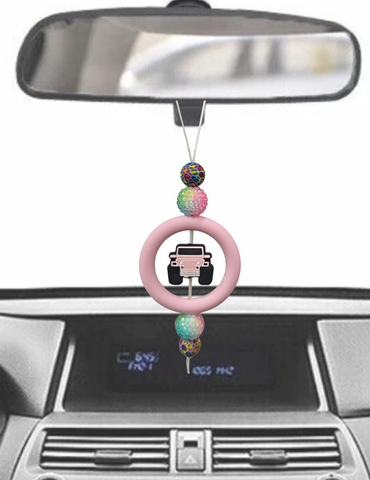 Pink Vehicle Rearview Mirror Charm
