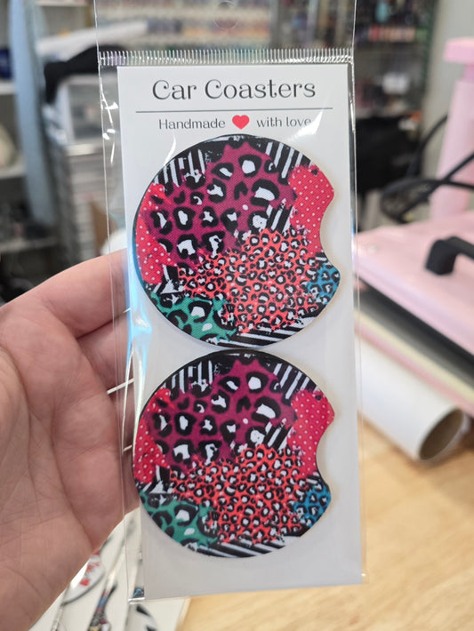 Abstract Animal Print Car Coasters