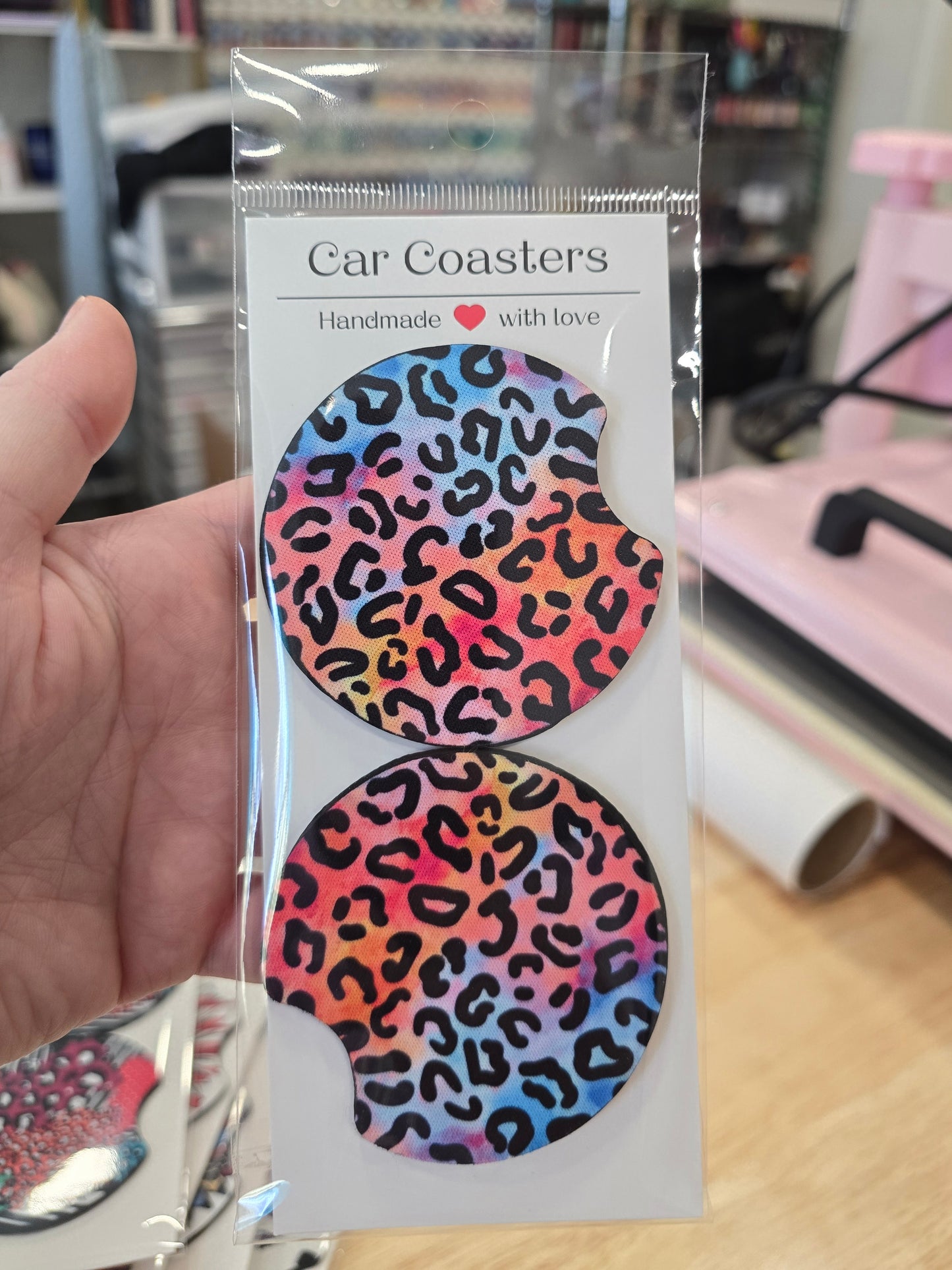 Watercolor Animal Print Car Coasters