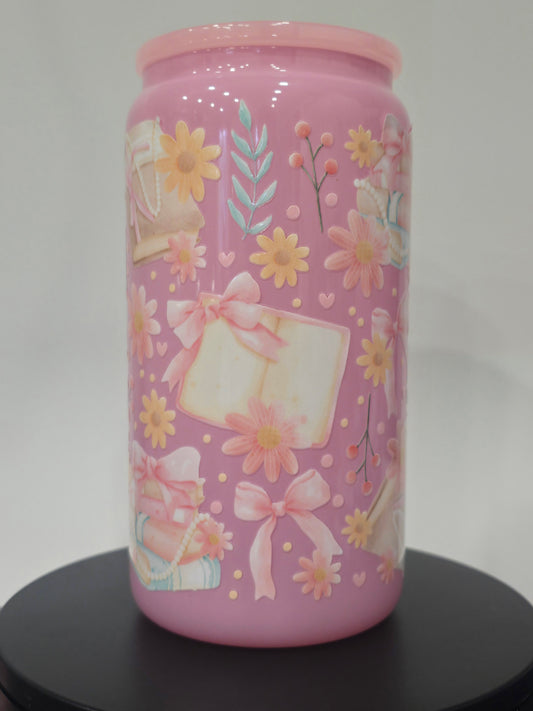 16 Oz Soild Pink Books & Bows