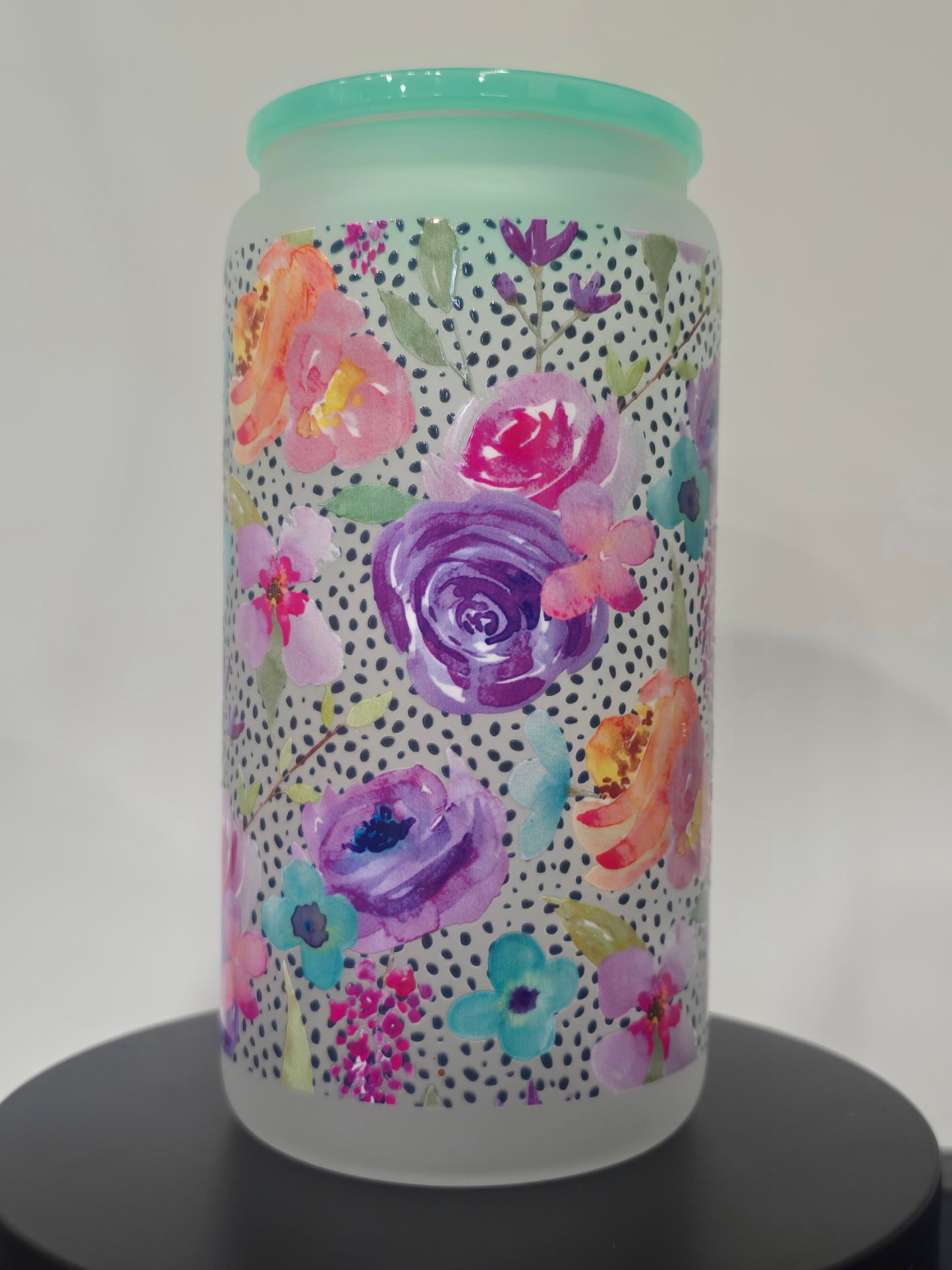16 Oz Frosted Flower Wrap Purple