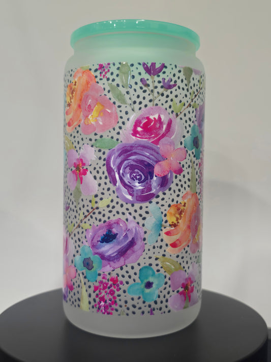 16 Oz Frosted Flower Wrap Purple