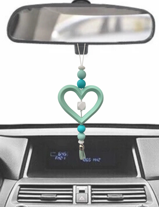 Teal Heart Rearview Mirror Charm