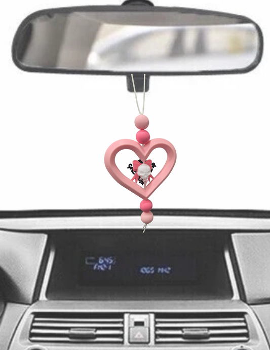 Skull Heart Rearview Mirror Charm